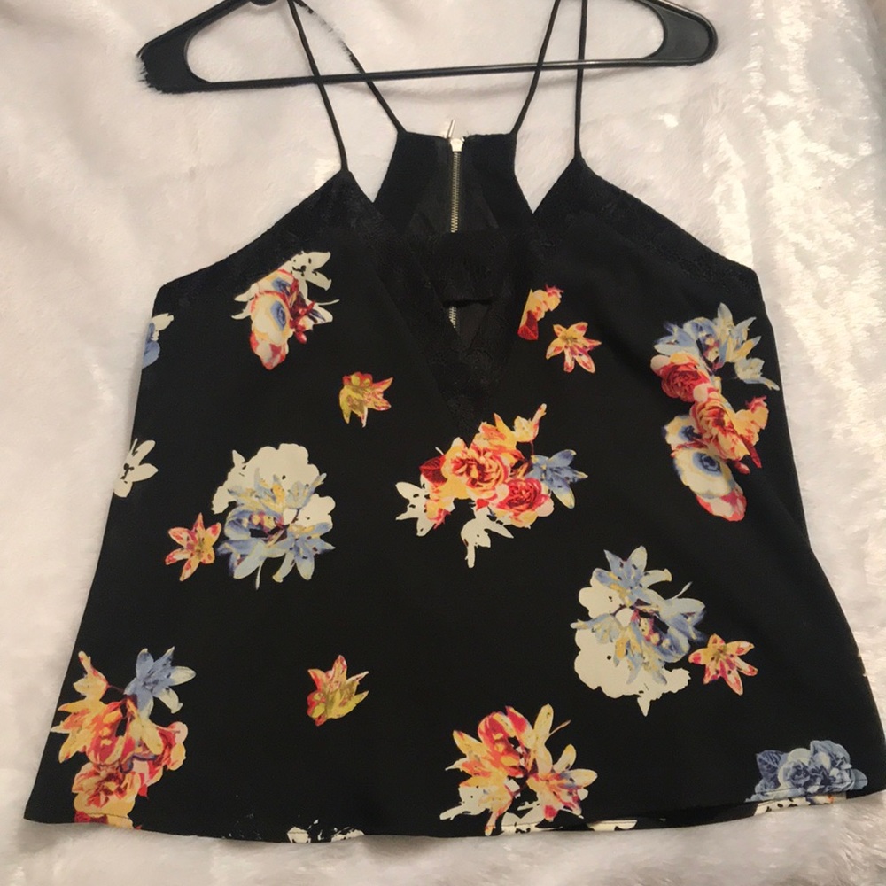 Floral tank with lace detail, from express